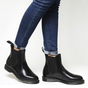 Dr Martens Classic Black Flora Smooth Chelsea Boots
